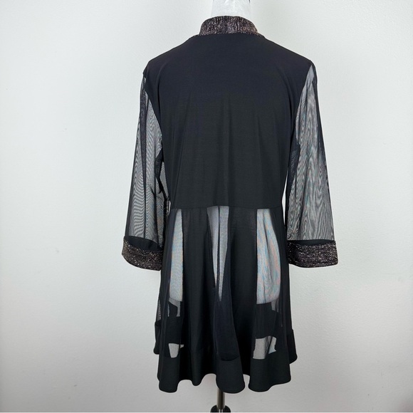 R&M Richards Women’s Black Sheer Kimono Cardigan with Metallic Trim – Size 10 - Picture 5 of 11